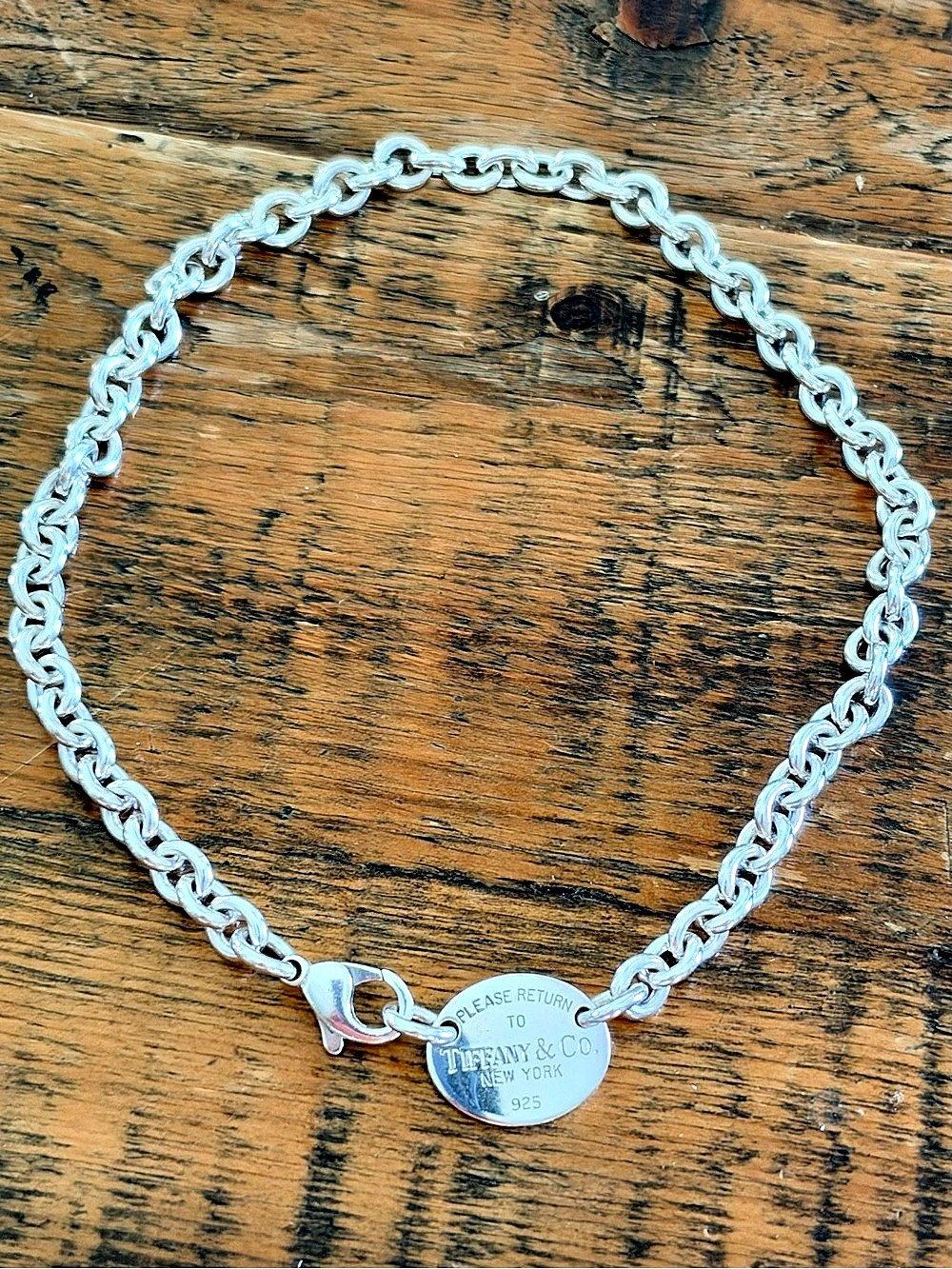 Tiffany & Co. Return to Tiffany Oval Tag Choker Necklace. Silver